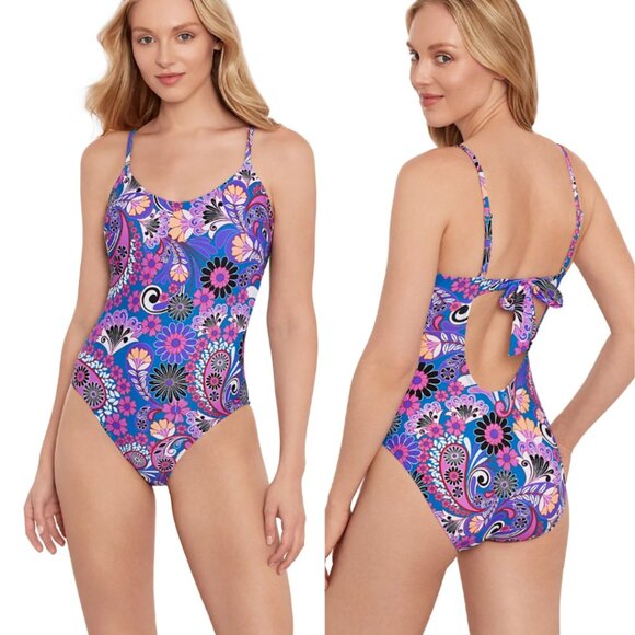 Salt + Cove Other - Salt + Cove Swimsuit Retro Hippie Print Scoop Neck One-Piece Sz M